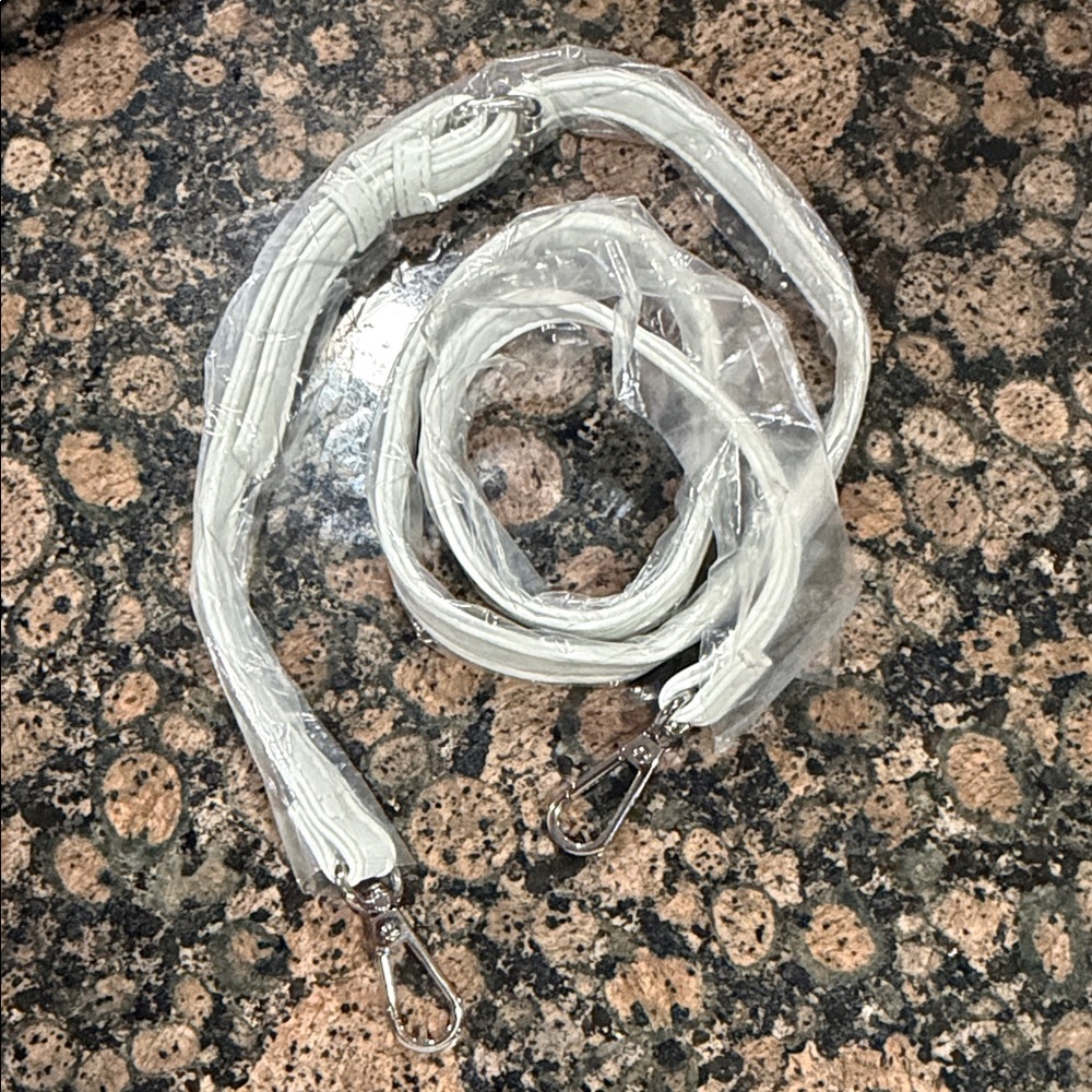 Universal White Crossbody Strap with silver Clips - White